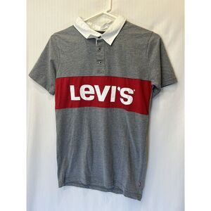 Levi's Polo Shortsleeve Youth Boy Large Gray Spell Out Logo‎ 12-13 Years